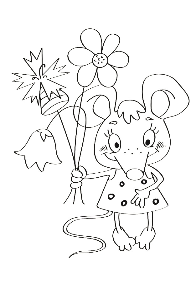 Детский рисунок для выжигания Мышка