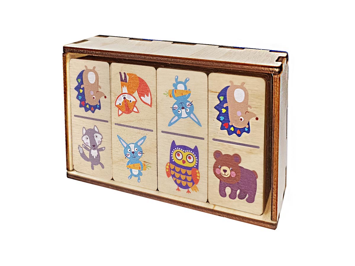 развивающее деревянное домино для детей Животные