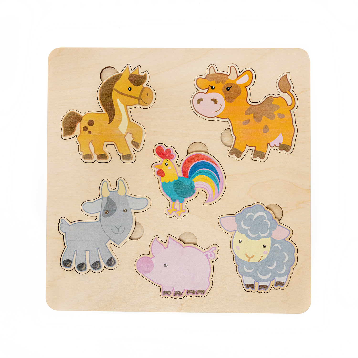 Деревянные развивающие пазлы для малышей Домашние животные