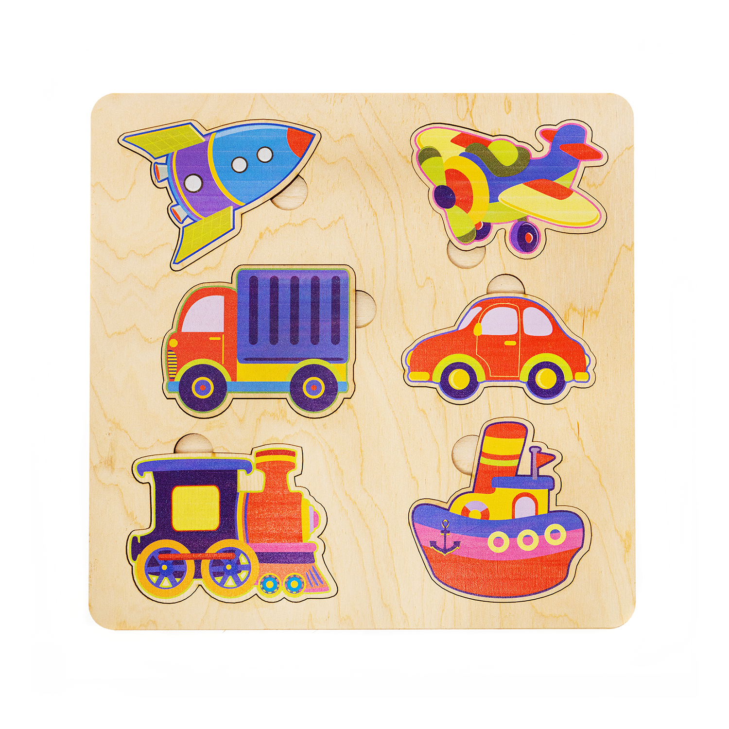 Деревянные развивающие пазлы для малышей Транспорт-2