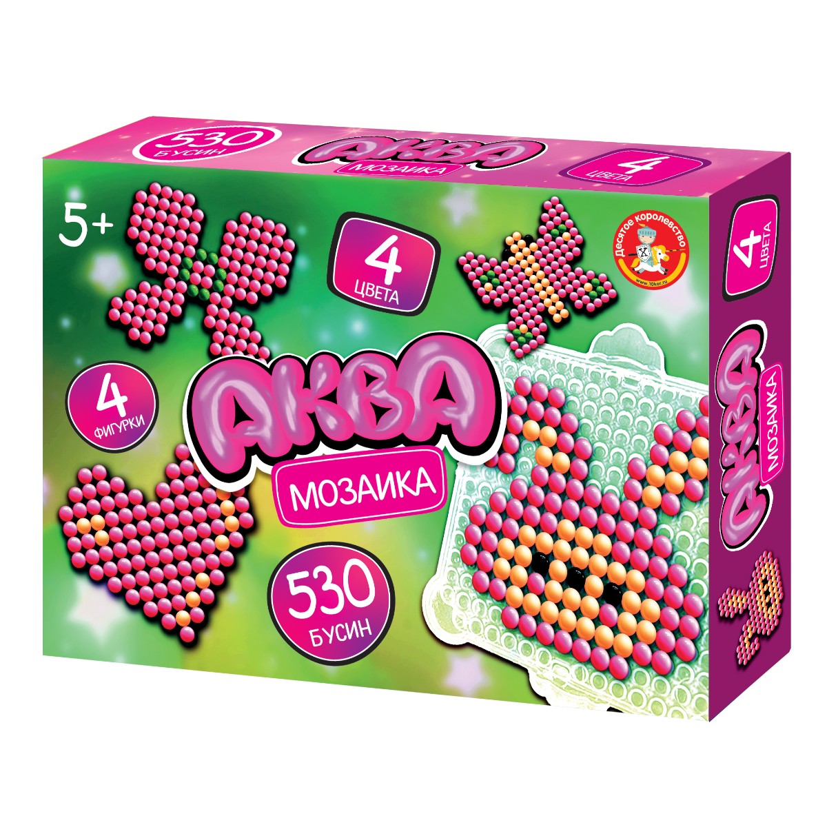 Развивающая аквамозаика для детей «Бабочки, сердечки»