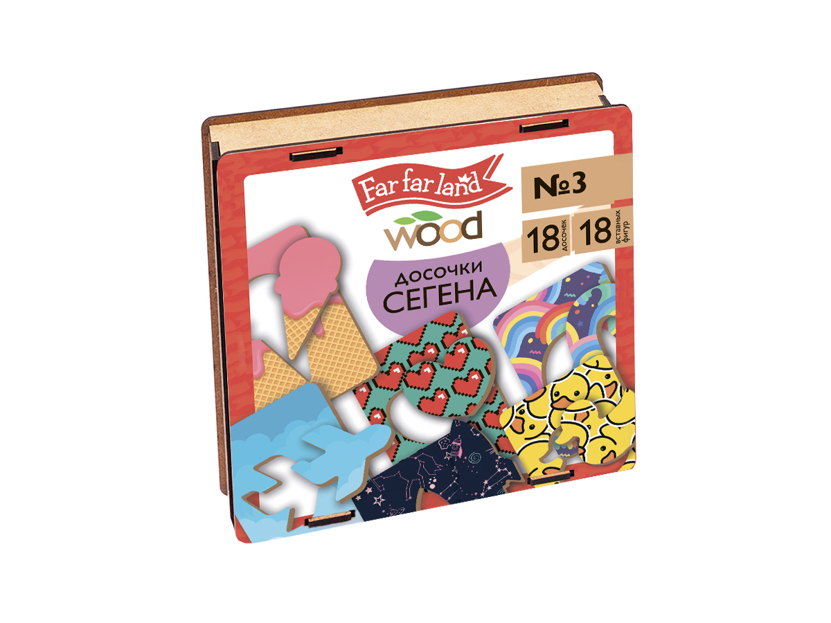 Деревянная полезная игра лото Досочки Сегена № 3 (18 элементов)