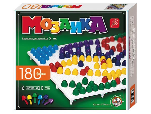 Пластмассовая мозаика для малышей из 180 элементов