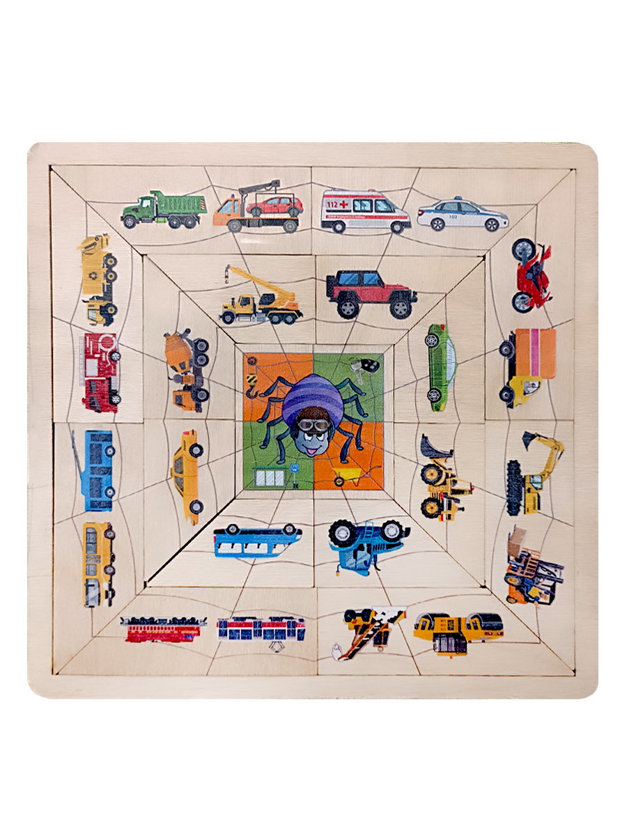 Развивающие пазлы из дерева для маленьких Паучок Техника