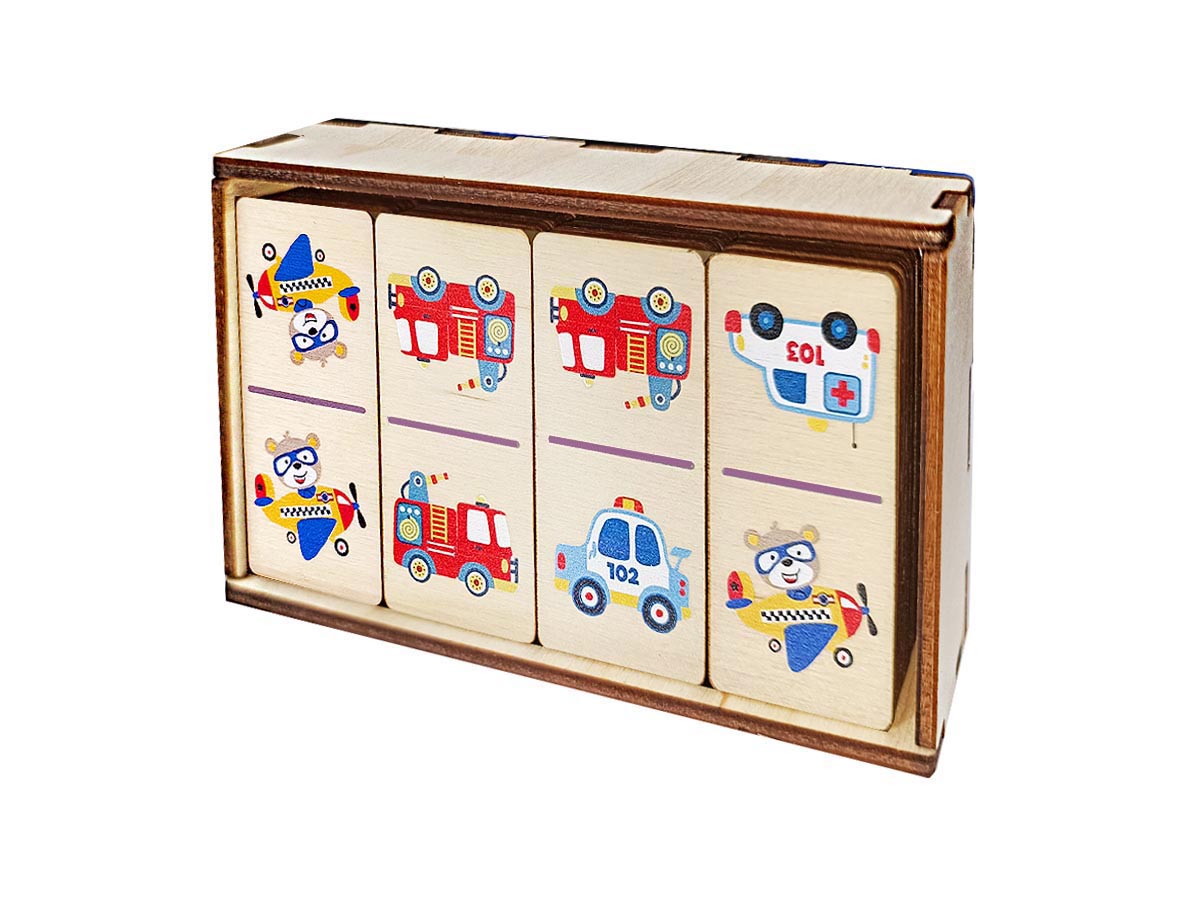 развивающее деревянное домино для детей Транспорт
