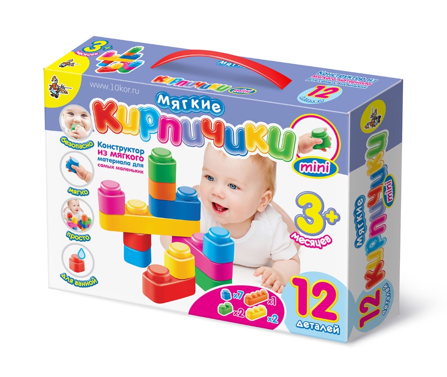 Мягкие кирпичики конструктор для самых маленьких (12 деталей) мини