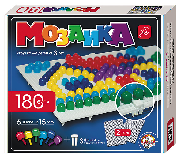 Пластмассовая мозаика для малышей из 180 элементов