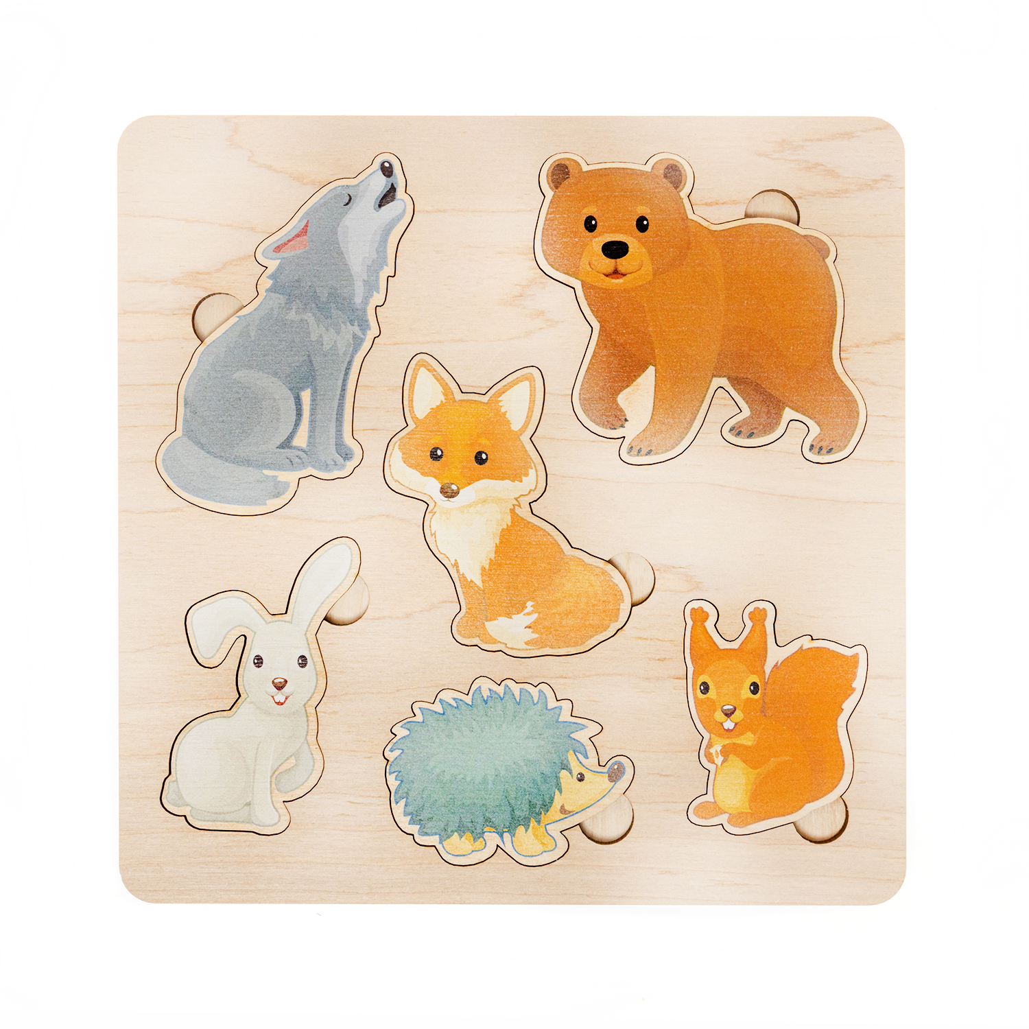 Деревянные развивающие пазлы для малышей Лесные животные