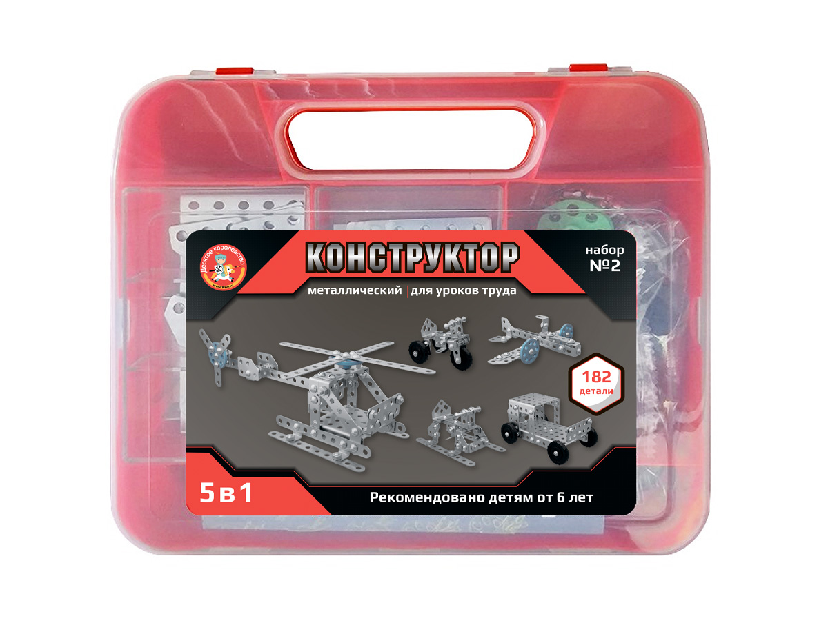 Металлический конструктор для мальчиков и девочек 5 в 1 №2 в пластиковом чемоданчике