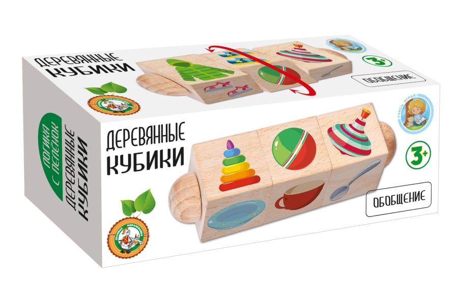 Детские обучающие кубики на оси из дерева Обобщение (9 штук)