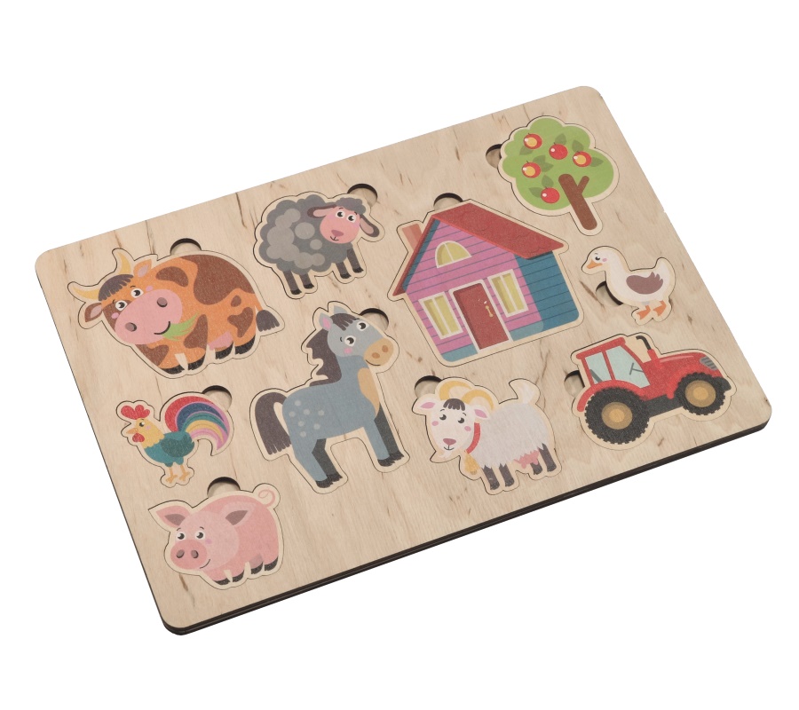 Деревянные развивающие пазлы для малышей Ферма