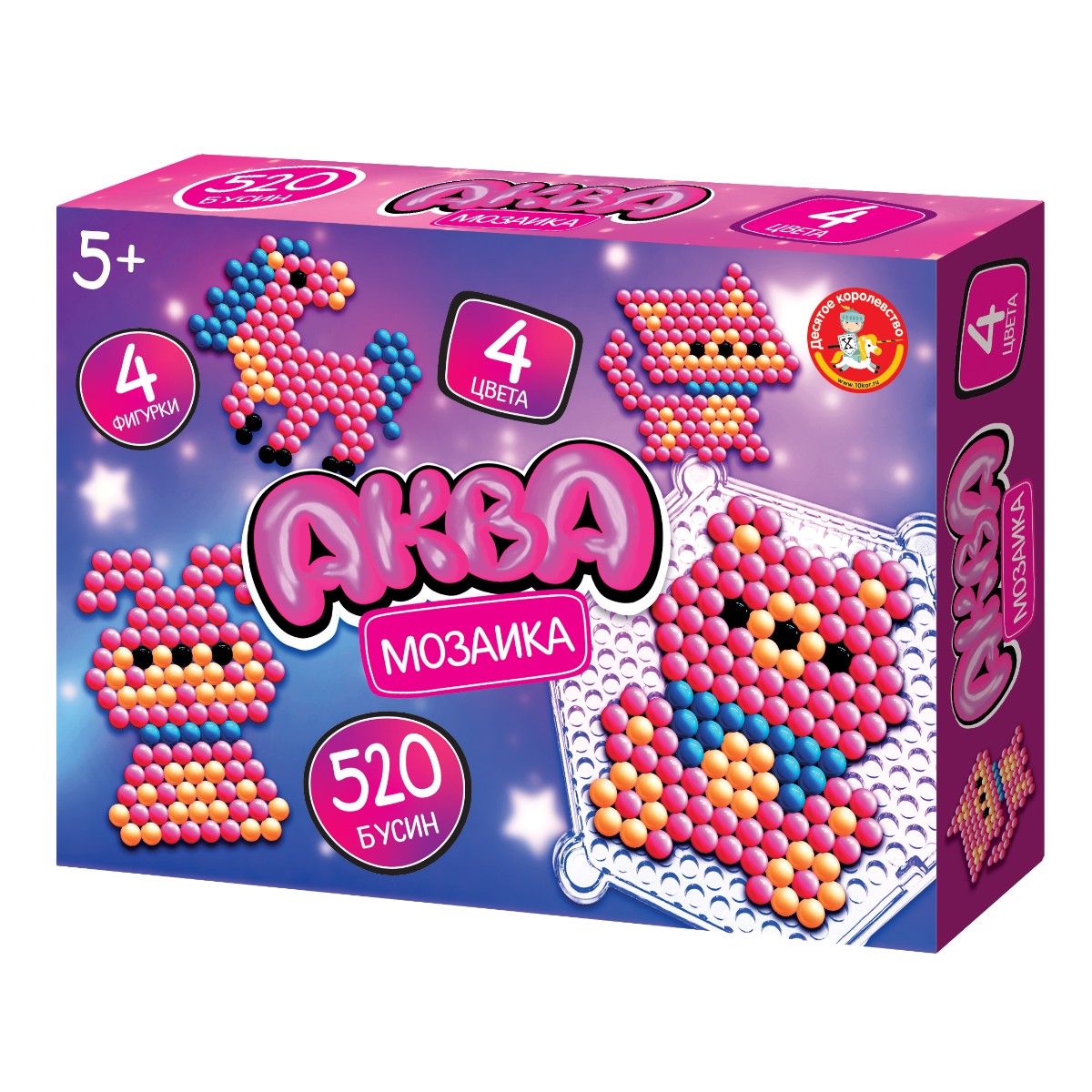 Развивающая аквамозаика для детей «Розовые животные»