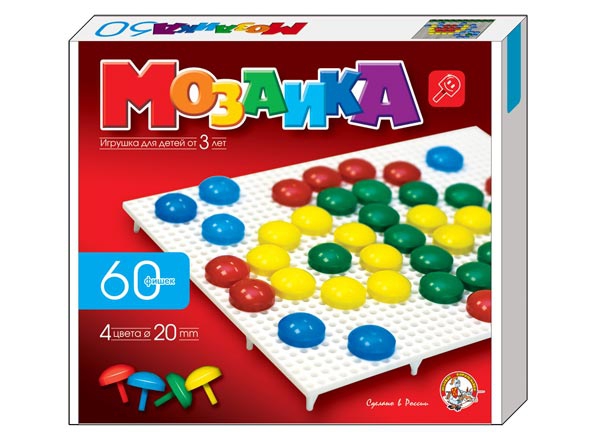 Пластмассовая мозаика для малышей из 60 элементов