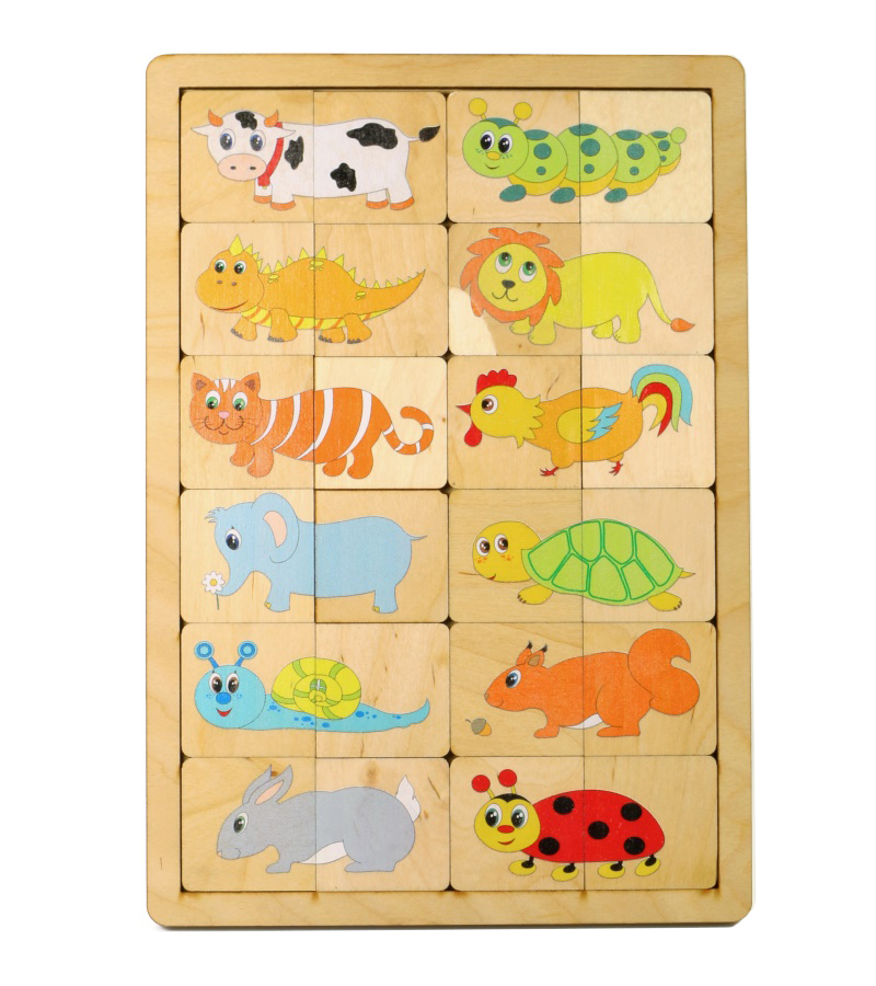 Деревянные развивающие пазлы для малышей Веселые половинки