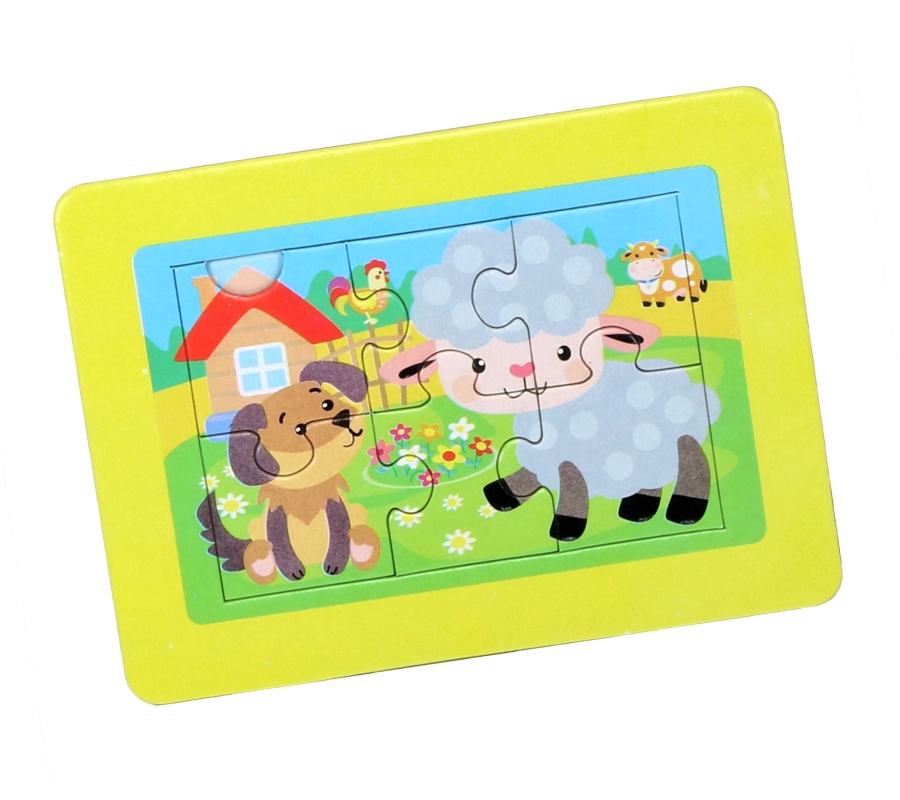 Пазлы в рамке для малышей 6 элементов овечка и щенок