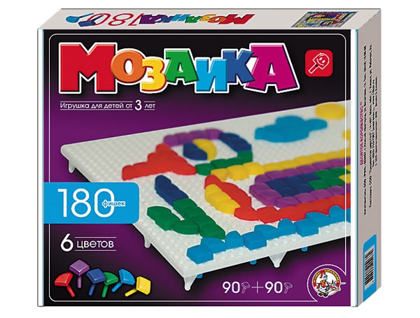 Пластмассовая мозаика для малышей из 180 элементов