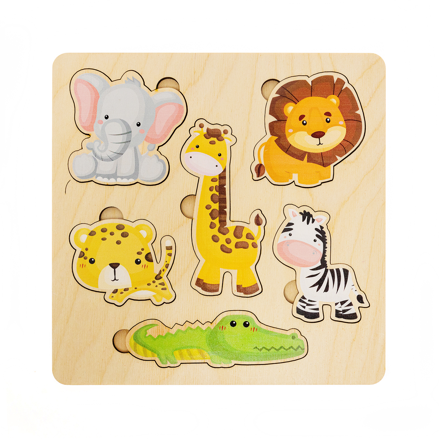 Деревянные развивающие пазлы для малышей Дикие животные