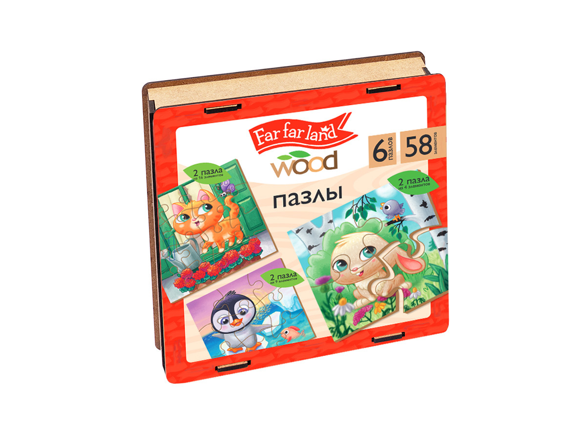 Деревянные пазлы для маленьких (58 элементов) Far Far Land Wood
