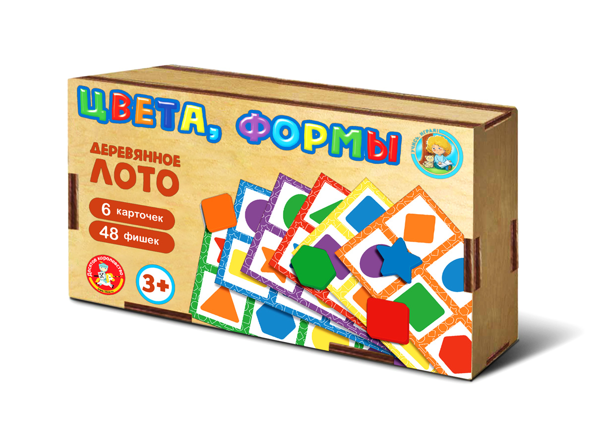 Деревянное лото «Цвета и формы» в деревянной коробке
