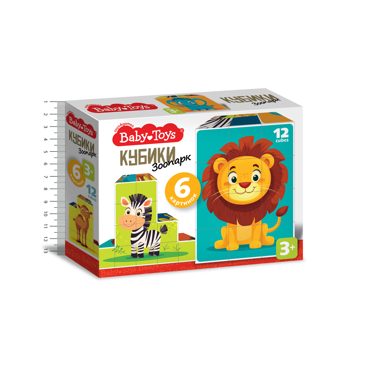Умные пластмассовые кубики «Зоопарк» 12 шт Baby Toys