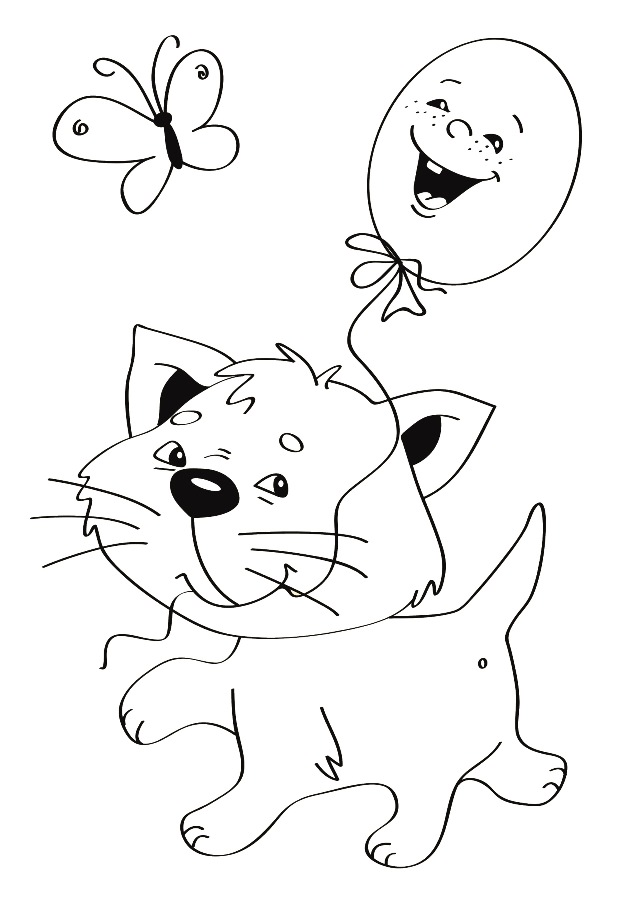 Детский рисунок для выжигания Веселый кот
